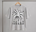 Oversized Gray T-Shirt, Palm Tree Paint Splatter, Faith Streetwear