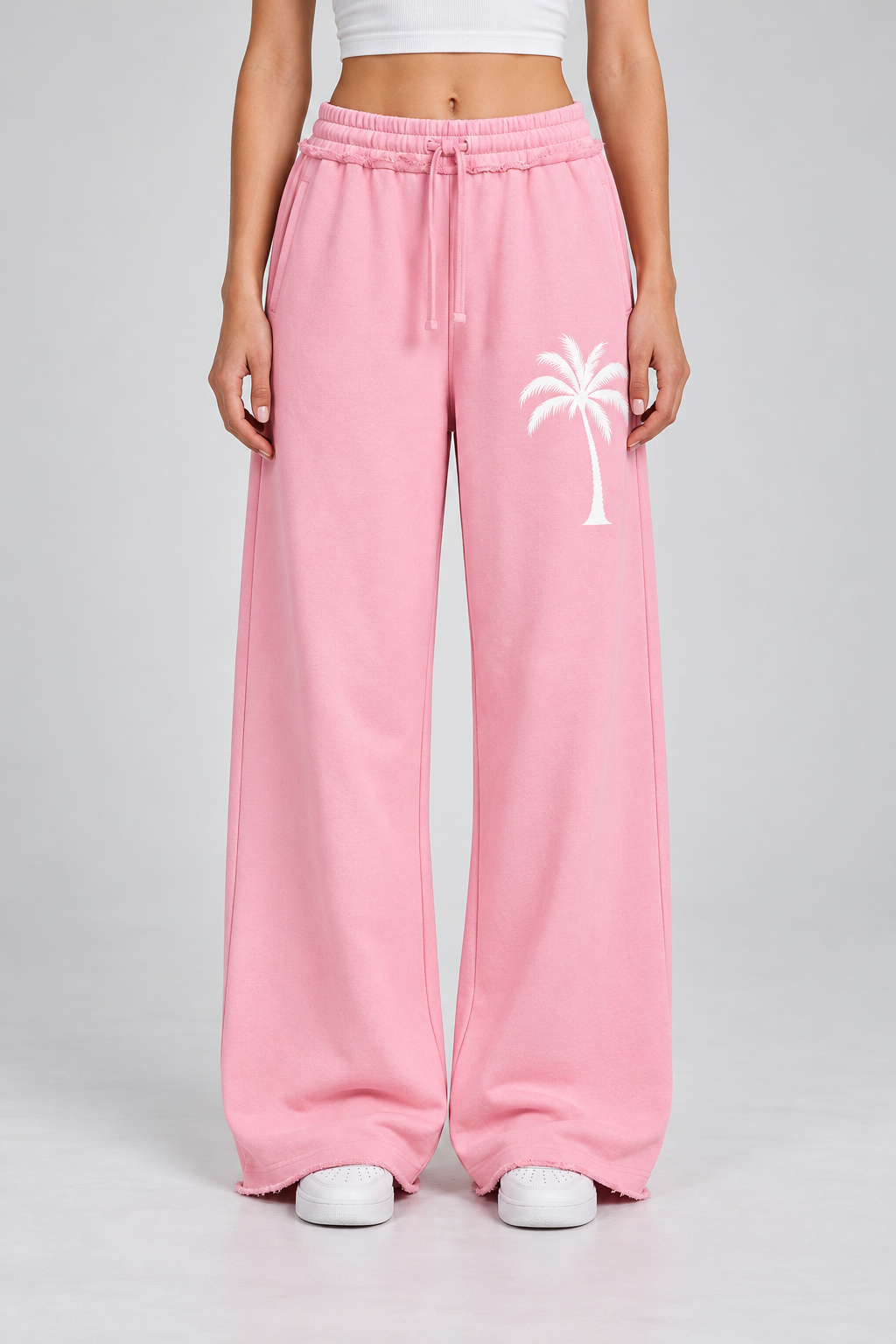 Women’s Wide Leg Raw Edge Sweatpants