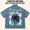 Limited Edition Denim Shirt, Palm Tree Paint Splatter, Distressed Blue (20 Available)